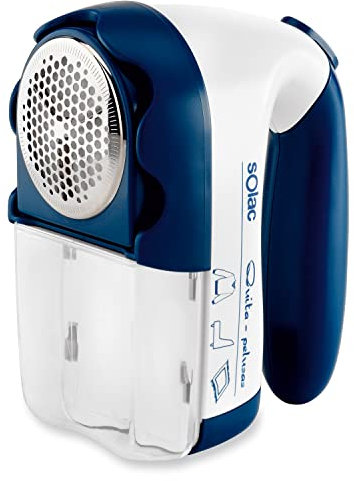 Solac - Quitapelusas eléctrico Potente | 3 Niveles apurado | Deposito extraíble | Portátil | Cuchilla en Acero INOX | Apurado automático | Cargador o Pilas | Cabezal de Corte con diámetro Amplio