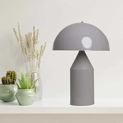 bamyum Lipeo Tischlampe Mit Kabel Grau Ø30 cm, Pilz Lampe Metall, Vintage Mushroom Lamp, Pilzlampen Wohnzimmer, Table Lamp Retro Tischleuchte Kleine, Nachttischleuchte Seitenlampe Pilzlampen Grau