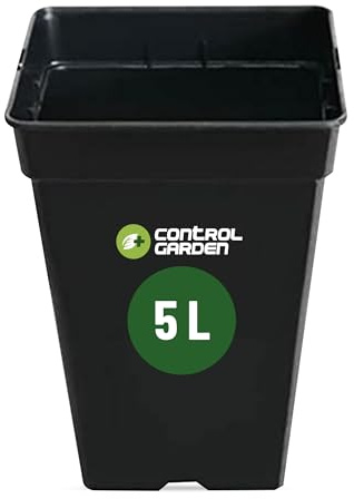 Control Garden Maceta Cuadrada para Plantas Negra 5,5 L - Macetero de Plástico para Flores - Tiesto para Cultivos Resistente