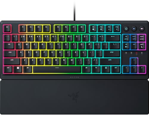 Razer Ornata V3 Tenkeyless - Kompakte Flache Gaming-Tastatur (Mecha-Membran-Switches, Tastenkappen mit Anti-UV-Beschichtung, Beleuchtete Separate Medientasten) QWERTY US-Layout | Schwarz