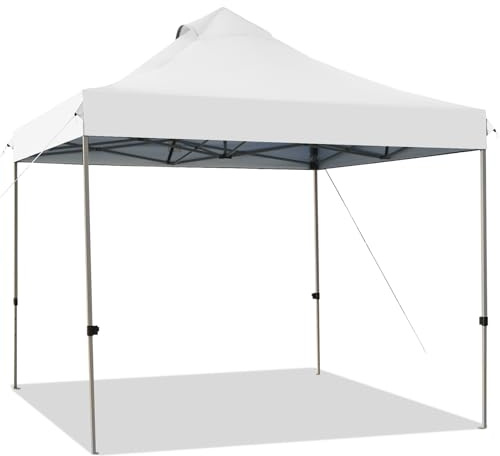 HOMASIS Gazebo Esterno Resistente 3x3m, Gazebo da Giardino Regolabile in Altezza, Gazebo Pieghevole con Protezione UV 50+ e Borsa da Trasporto a Rotelle per Fiere/Matrimonio/Campeggio (Bianco)