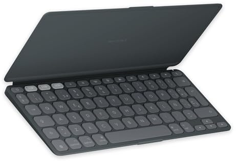 Logitech Keys-To-Go 2, Teclado inalámbrico portátil para iPad | Tapa integrada, estilizado, para iPad, iPhone, Mac y Apple TV, alterna entre dispositivos, QWERTY ESP - Grafito