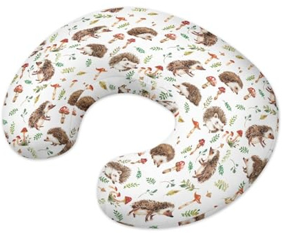 TOADDMOS Hedgehog - Federa per cuscino per allattamento a forma di U per neonati, con fungo, federa sostituibile, 46 x 56 cm