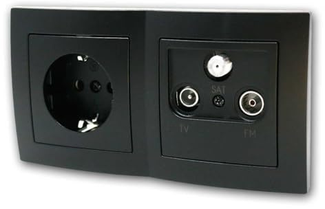 FLAIR kombinationsuttag & antennuttag, svart, TV-radio & SAT, infällt