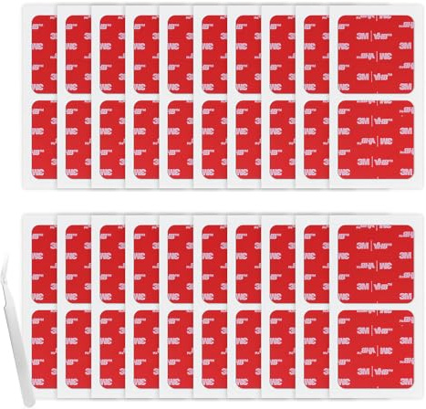 3M Cinta de Doble Cara 50 mm x 50 mm 40 Unidades Negra | 0,6 mm de Grosor, Adhesiva de Montaje Cuadrada, para Decoración de Coches Casas Oficinas y Logotipos