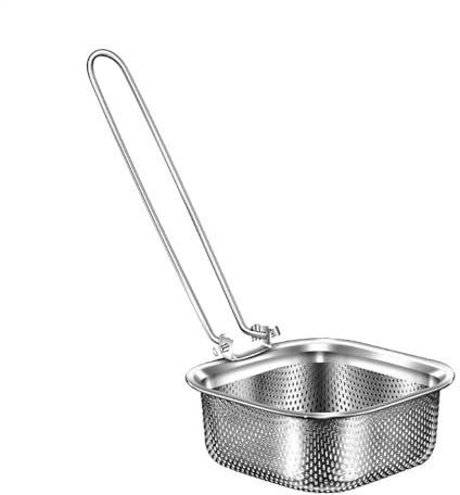 Mesh Skimmer Ladle, Kitchen Cooking Netting, Food Strainer Spoon, Sturdy Design, (1 pezzo, rotondo, quadrato), Perfect For Culinary Tools, Slotted Scoop, Frying Basket