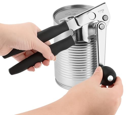Commercial Can Opener, Handheld Can Opener Easy for Big Cans, Manual Heavy Duty Crank Jar Openers, Folding Hand Crank Bottle Openers With Comfortable Long Handles for Seniors(COLOR:Black)