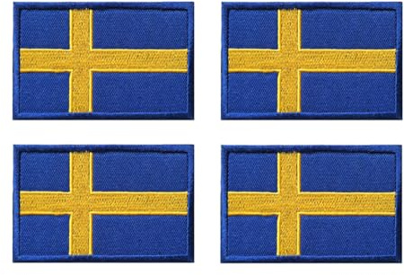 4 stycken Sverige flagga patch taktiska svenska nationella emblem broderade märken sy upp applikationer kläder, jackor, byxor, ryggsäck, gör-det-själv-tillbehör, mössor, jeans järn on Sew on Patch