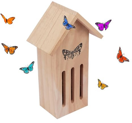 Fukamou Schmetterlingshäuser Für Draußen,Schmetterlingshäuser - Natürliches - Schmetterlings-Hotel - 11,2 X 3,9 X 3,2 Zoll Großes Schmetterlingshaus Auf Dem Boden Oder Zum Aufhängen