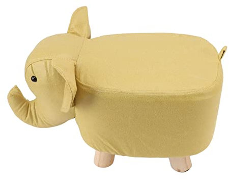 ZJchao Taburete de pie reposapiés Elefante Animales Dibujos Animados decoración Infantil Sala Juegos (11.8x9.8x9.4 Pulgadas, Amarillo)