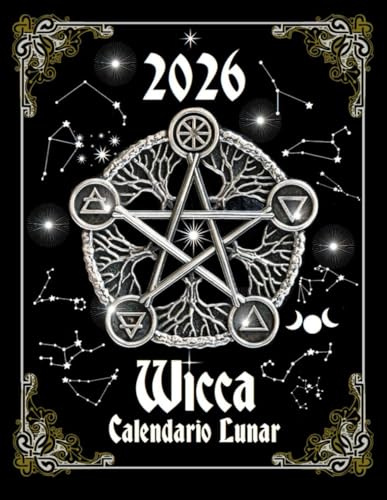 Calendario Lunar Wicca 2026: y Guia para Trabajos Mágicos-Planificador Lunar con Signos del Zodíaco Astrologia Día por Día-12-MESES-Calendario Fases Lunares-Eclipses-Mercurio Retro