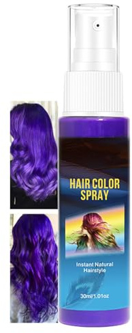 Spray para el cabello color lila, color temporal, tinte de pelo de color, color púrpura instantáneo, spray de color no pegajoso, lavable, coloraciones para el cabello, carnaval, Halloween, cosplay