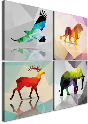 murando - Leinwandbild Set Tiere, 80x80 cm, 4-teilig, Kinderzimmer, modern | Hochwertige Leinwand, sofort aufhängbar, ideal fürs Kinderzimmer, wasserfest und lichtecht, langlebig, stilvoll, zeitlos