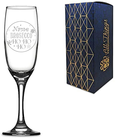Say it with Glass by the CNC Group Personalised Engraved Prosecco Ho Ho Ho Christmas Champagne Flute, Fantastic Christmas Gift and Secret Santa Gift