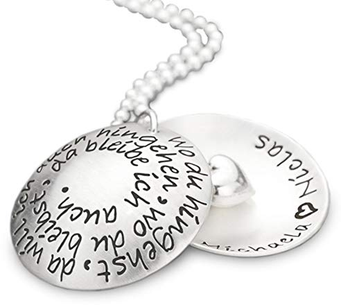 Partnerkette Frau WO DU HINGEHST 925 Silber Halskette mit Herz-Anhänger | Gravur möglich, Spruch, Name personalisierbar, Partnerschmuck