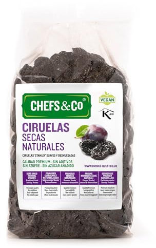 CHEFS & CO Soft Dried Prunes (pitted) | Whole Dried Fruits | Healthy Snack | Vegan & Vitamins Retained | Unsorbated | No Added Sugar (NATURAL, 750 g (Pack of 1))