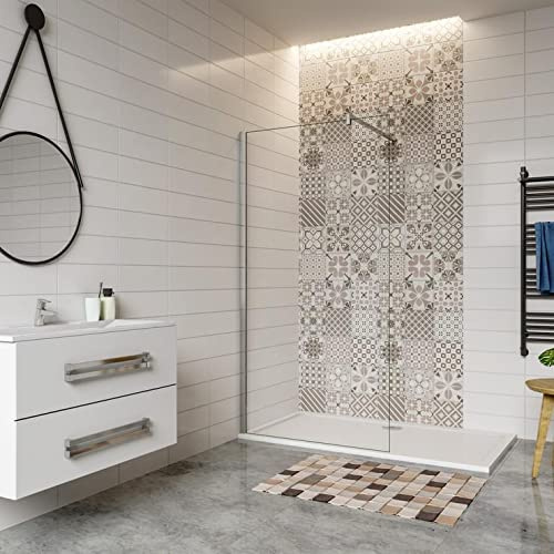 Mampara ducha Panel Pantalla Fija cristal 8mm templado para baño (130x200cm)