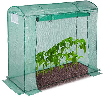 Relaxdays, Serra per Pomodori, Tetto Rotondo, con Porta, Vivaio in Telo e Metallo, Anti-UV, HLP: 170x80x200, Verde