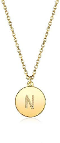 Beydodo Vergoldet Kette mit Anhänger Buchstaben N Gold Halskette Damen Hochzeit Partnerkette