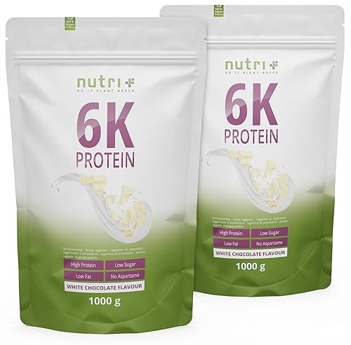 Nutri + Eiweißpulver Weiße Schokolade 2 kg - White Chocolate Shake mit über 80% Eiweiß - Low Sugar Proteinshake 2000 g - Protein Pulver Weiße Schoko