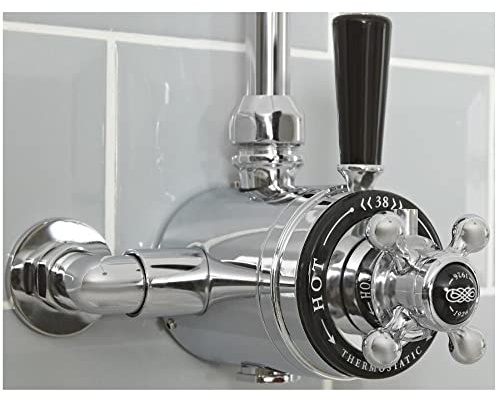 MILANO Dual Exposed Thermostatic Mixer Shower Valve Chrome Black