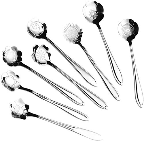 8 Pcs Fleur Cuillère Ensemble En Acier Inoxydable Café Dessert Mélange Cuillère KItchen Fournitures