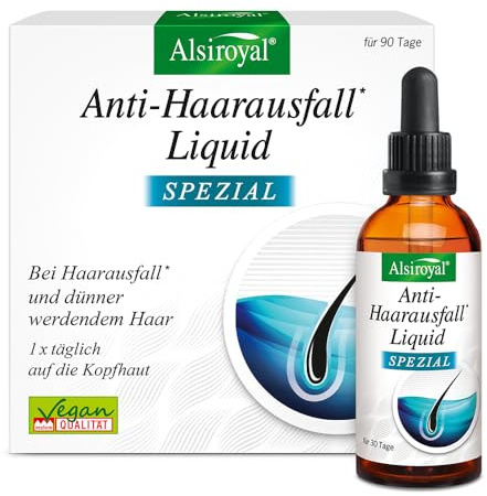 Alsiroyal Anti-Haarausfall Liquid Spezial – pflanzliches Serum – 60% weniger Haarausfall – 22% dichteres Haar – bei erblich-/hormonell bedingtem Haarausfall – ohne Hormone/Koffein