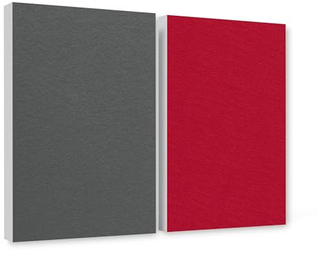 platino24 Schallabsorber COLORE aus Basotec G+ I Akustikpaneele mit Akustikfilz I 2 Wand-Paneele in Bordeaux + Granitgrau I Akustikplatten zur Schalldämmung in Büro, Studio & Wohnung