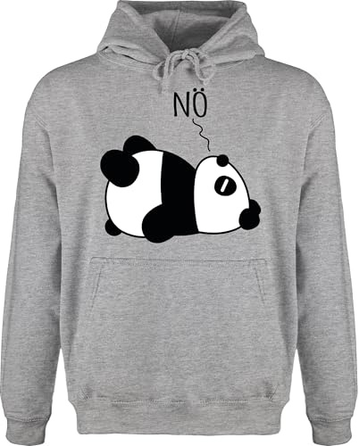 Hoodie Herren Pullover Männer - Sprüche Statement - Nö Panda I - XXL - Grau meliert - panda-hoodie mit aufschrift pandabär pulli geschenk statements panda-motiv hoodies sprüchen￼ motiv hoody
