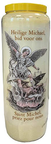 San Michele Candela di preghiera a vasetto Novena 18 x 7 cm 100% Vegetale Combustione 9 giorni - 216 ore