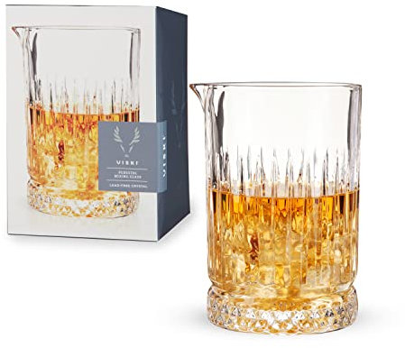 Viski Pedestal, Lead-Free Crystal Cocktail Mixing Glass Bartender Tool, 23oz (680ml), Set of 1