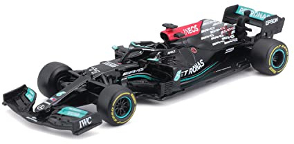 Bburago F1 Mercedes-AMG W12 (2021): Modellauto im Maßstab 1:43, #77 Valtteri Bottas, schwarz (18-38038B)