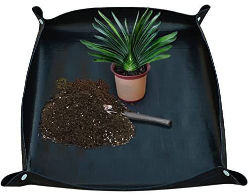 SisBroo Eintopfmatte, wasserdicht, für Zimmerpflanzen, faltbar, tragbar, für Sukkulenten, 68,1 x 68,1 cm, Schwarz
