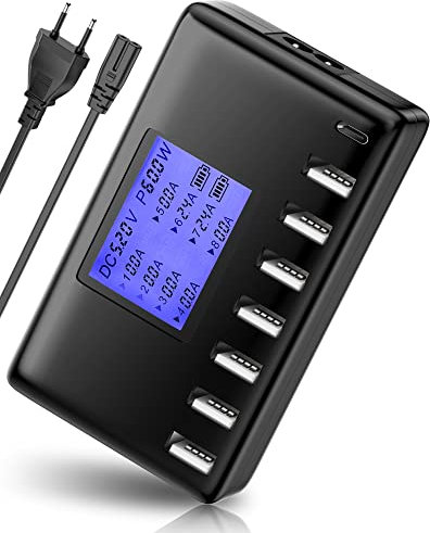 Chargeur Multi USB C, Ziwodiv 8 en 1 Station de Charge 60W Chargeur Rapide, Prise Multiple USB Secteur, Type C Chargeur Universel Compatible avec iPhone 15/14/13, iPad Max/Pro, Galaxy S21, Huawei