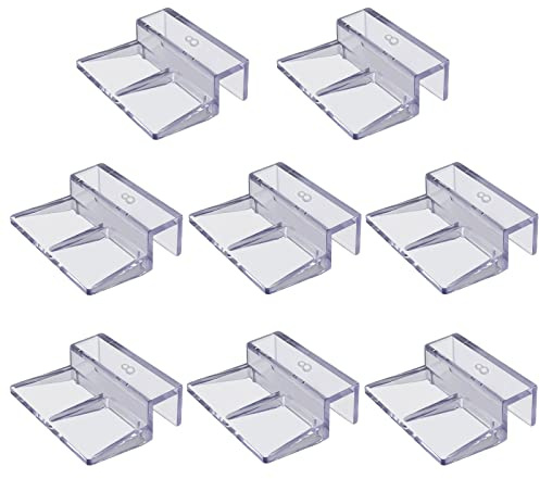 SHULLIN 8 Stück Unterstützung Halter Glasabdeckungs Clips Glasabdeckungs-Clips Glasabdeckung universale Halterungen Aquarium Abdeckung Halterung für randlose Aquarien(Transparent) (8mm)