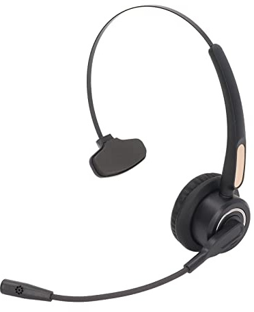 Bewinner Monaural USB-C On-Ear Wireless Headset with Bluetooth 5.0, Noise Cancellation, Retractable Headband, Rotatable Boom, Black