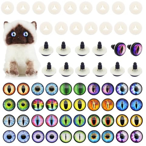Julie Wang 20 Pairs Dragon Safety Eye for Stuffed Animal Crafts Making with Washer Artist Model Amigurumi Crochet Eyes Supplies 10MM
