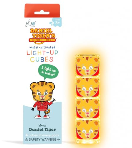 Glo Pals Daniel Tiger Water-Activated Light-Up Bath Toy Cubes, Pack of 4