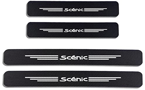 EAGLEG 4 Piezas Pegatina para Umbral de Coche para REN-Ault Scenic, Película Protectora Estribos Fibra Carbono Autoadhesivo Puerta Guardias del Borde Decoración Accesorios,White