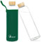 Bugucat Botella de Agua Cristal 1000 ML,Botella para Beber Reutilizable de Borosilicato,Cantimplora Botella de Cristal con Tapa de con Estuche protector
