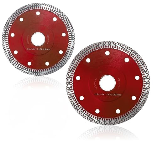 Piastrelle di taglio dischi super sottili 1mm diamante lama 115/125mm diamante taglio disco per smerigliatrice angolare ceramica porcellana piastrelle granito metallo taglio (rosso)