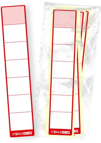 itenga 50x Ordneretiketten SCHMAL Ordnerrückenschild für schmale Ordner I Aufkleber für Ordnerrücken selbstklebend aus Haftpapier 3,6x19cm (rot)