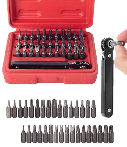 Bates- Juego de brocas Torx a prueba de manipulaciones, juego de 13 piezas, T4-T40, juego de brocas de seguridad Torx, seguridad a prueba de manipulaciones con mini llave de trinquete, unidad de 1/4