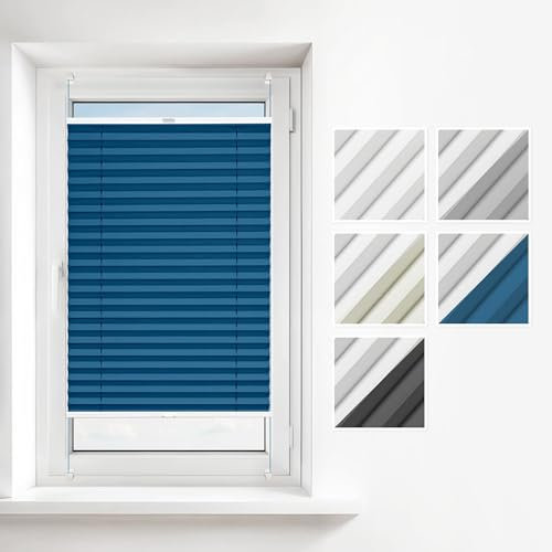 Estika Thermoplissee ohne Bohren 130x200 cm Farben: Dunkles Türkis Verdunkelung und Thermo Plissee klemmfix für Fenster in verschiedenen Blickdicht erhältlich mit Montagezubehör