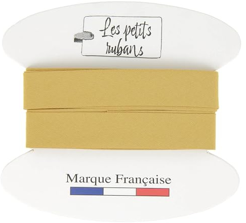 Les Petits Rubans Schrägband aus 100% Baumwolle – 20 mm breit, 5 Meter lang – Einfassung zum Nähen, Polstermöbel, Kleidung, Decken – Senfgelb
