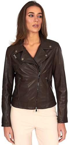 D'Arienzo Chiodo Vera Pelle Donna Testa di Moro Giacca Biker Giubbotto Moto Made in Italy Kbc 3XL/Testa di Moro