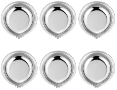 NUOBESTY Paleta De Mezcla De Acero Inoxidable Con Bandeja Vertedora Compacta 6 Piezas Para Pintura Acrílica Acuarela Y Manualidades Diy Portátil Fácil De Limpiar