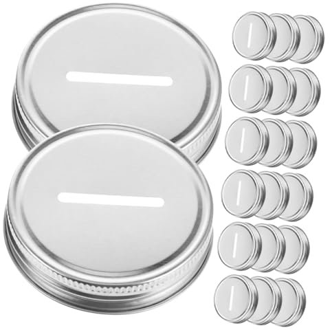 BRIGHTFUFU 20pcs 70mm Tinplate Piggy Bank Lids and Jar Covers Leakproof Sealing Can Caps for Home Canning and Storage Silver