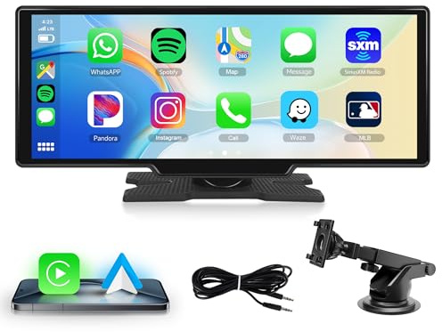 Rimoody 10.26 Inch Portable Wireless Carplay Screen Android Auto Car Play | Touchscreen Portable Car Radio FM Transmission Bluetooth AirPlay Android Cast Supelink Online Video EQ AUX OTA Upgrade