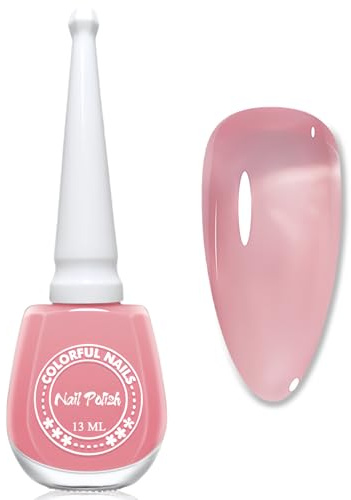 Nagellack Rosa Transparent, 13 Ml Schnelltrocknender Nagellack Langanhaltend, Natürlich Nude Rosa Jelly Nagelack, Regular Nail Polish Ohne UV Lampe für Frauen DIY Nail Art (Nude Pink)